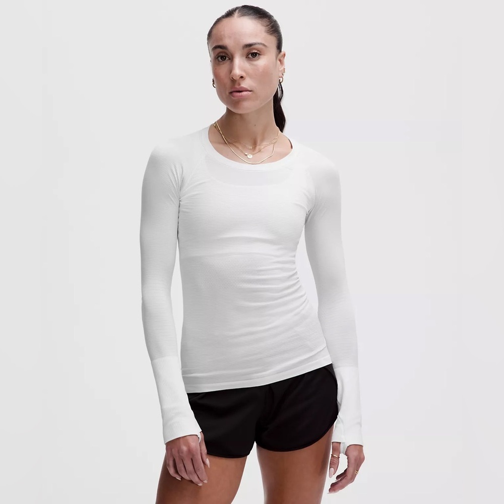 lululemon athletica White Long-Sleeve Slim Performance Tee